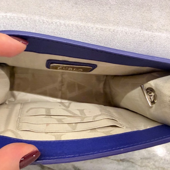 FURLA Navy Blue Crossbody With Gold Chain Strap - Picture 11 of 12